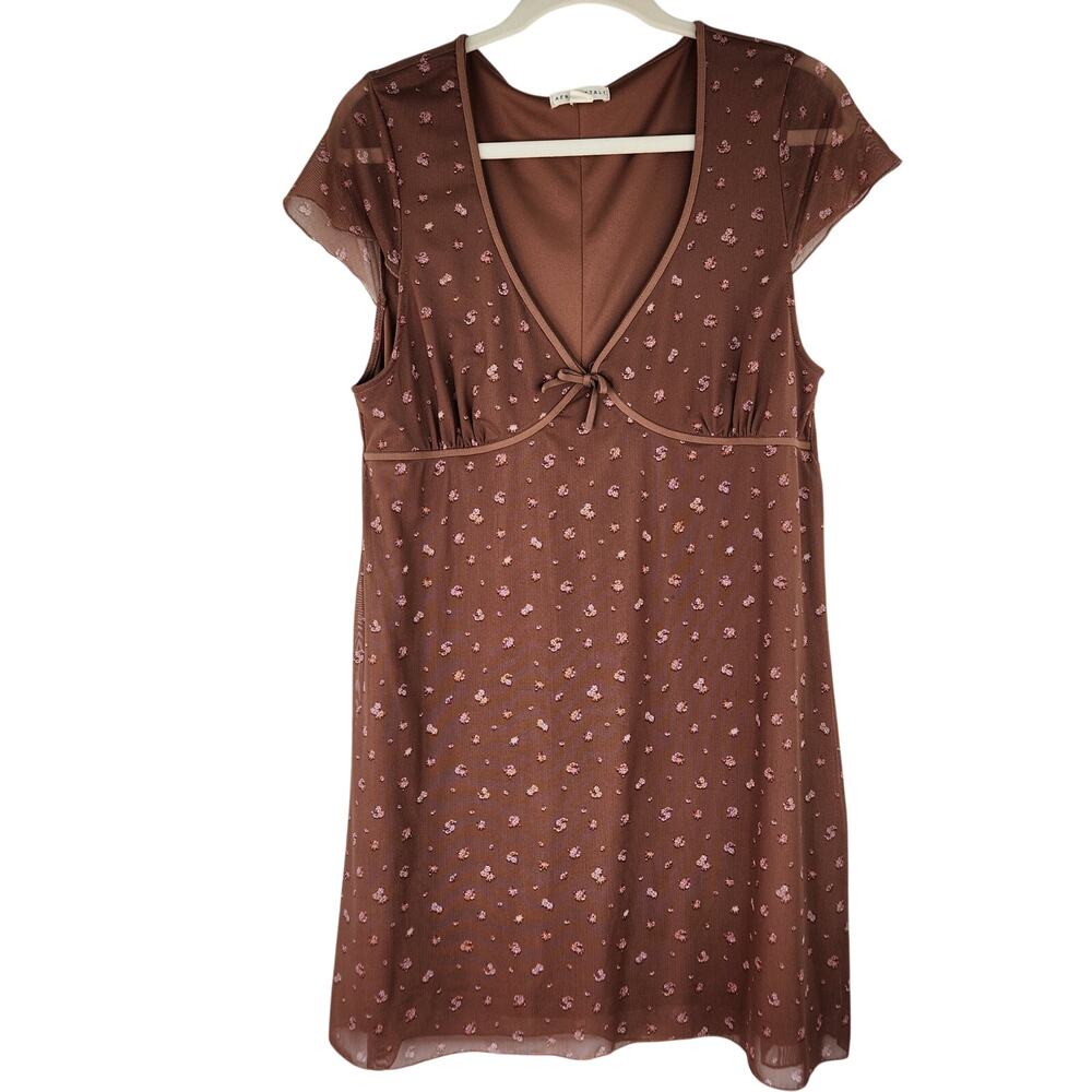 Aeropostale Brown Floral Praire Core Babydoll Dress XL Western Cottage Core